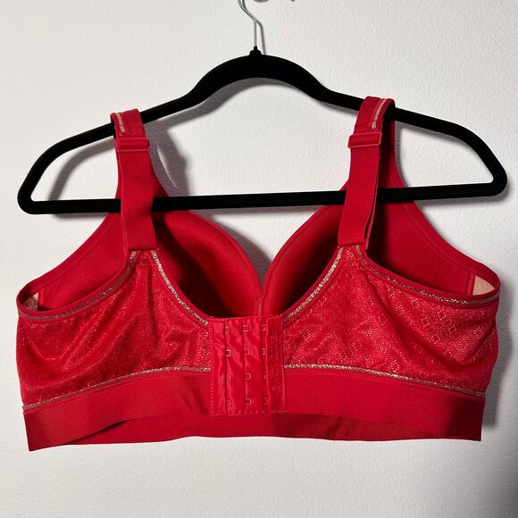 Cacique The Modern Collection Lightly Lined Red Gold Stripe No Wire Bra Size 40D - Picture 2 of 9